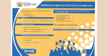 BURSARIES FOR UNEMPLOYED YOUTH FOR THE 2021 ACADEMIC YEAR