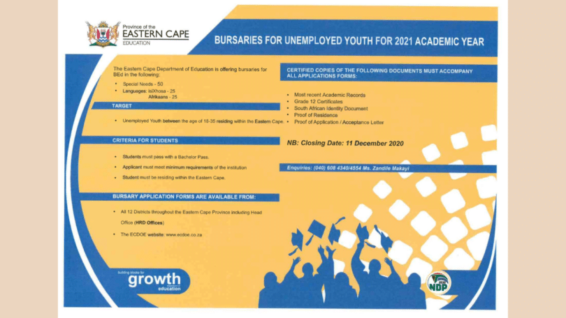 BURSARIES FOR UNEMPLOYED YOUTH FOR THE 2021 ACADEMIC YEAR