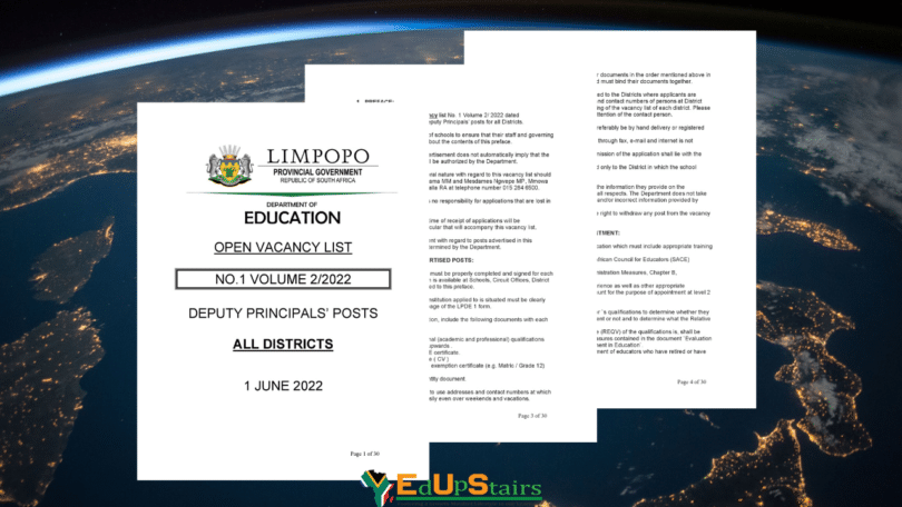 LIMPOPO DEPARTMENT OF EDUCATION SCHOOL DEPUTY PRINCIPALS’ POSTS VACANCY CIRCULAR NO.1 VOLUME 2 OF 2022