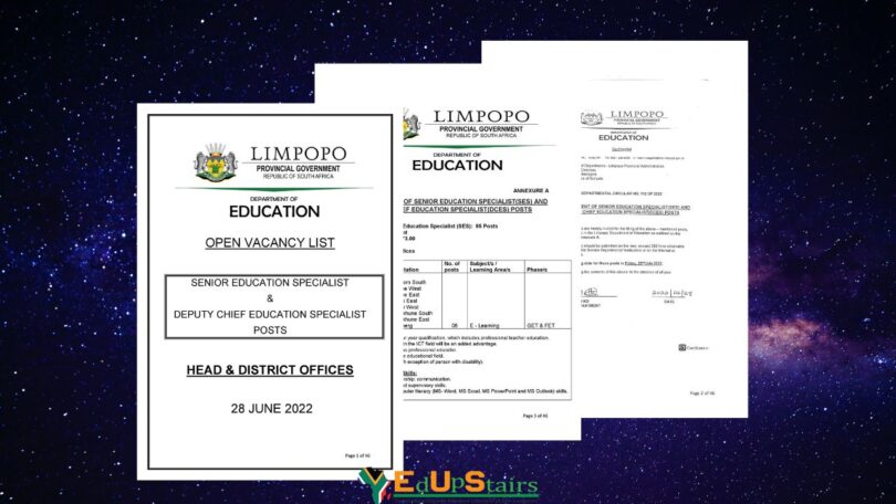 LIMPOPO DEPARTMENT OF EDUCATION SES & DCES POSTS VACANCY CIRCULAR 112 OF 2022