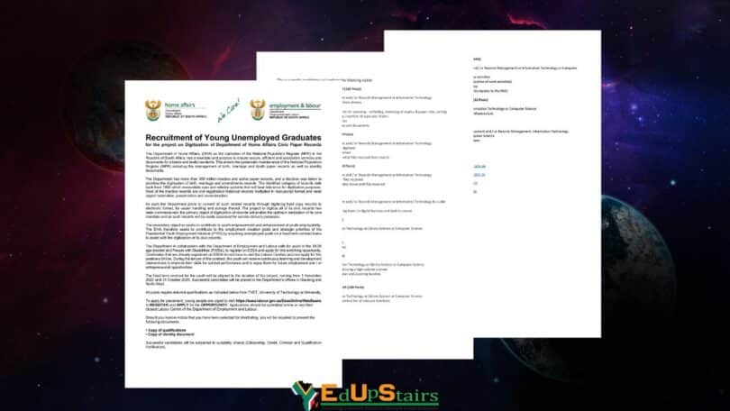 DEPARTMENT OF HOME AFFAIRS (DHA) RECRUITMENT OF YOUNG UNEMPLOYED GRADUATES