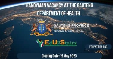 HANDYMAN VACANCY AT THE GAUTENG DEPARTMENT OF HEALTH CLOSING 12 MAY 2023 | APPLY WITH GRADE 12