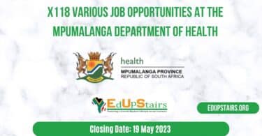X118 VARIOUS JOB OPPORTUNITIES AT THE MPUMALANGA DEPARTMENT OF HEALTH | CLOSING 19 MAY 2023