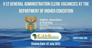 X12 GENERAL ADMINISTRATION CLERK VACANCIES AT THE DEPARTMENT OF HIGHER EDUCATION AND TRAINING