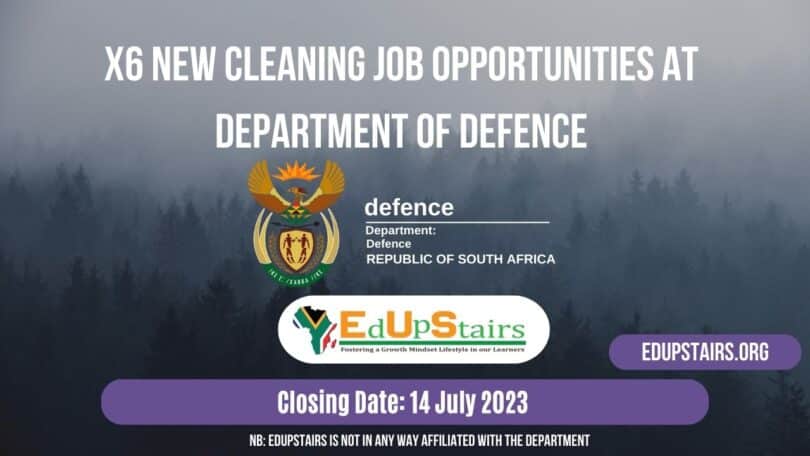 X6 NEW CLEANING JOB OPPORTUNITIES AT DEPARTMENT OF DEFENCE CLOSING 14 JULY 2023