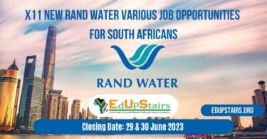 X11 NEW RAND WATER VARIOUS JOB OPPORTUNITIES FOR SOUTH AFRICANS CLOSING 29 & 30 JUNE 2023