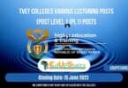X14 TVET COLLEGES VARIOUS LECTURING / TEACHING POSTS CLOSING 15 JUNE 2023