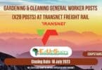 GARDENING & CLEANING GENERAL WORKER POSTS (X28 POSTS) AT TRANSNET FREIGHT RAIL CLOSING 18 JULY 2023
