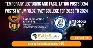 TEMPORARY LECTURING AND FACILITATION POSTS (X54 POSTS) AT UMFOLOZI TVET COLLEGE FOR 2023 TO 2024