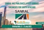 SANRAL HAS PUBLISHED LATEST VARIOUS VACANCIES FOR SOUTH AFRICANS CLOSING 17 - 21 JULY 2023