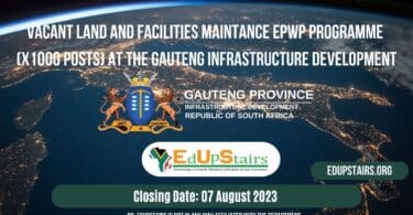 VACANT LAND AND FACILITIES MAINTANCE EPWP PROGRAMME (X1000 POSTS) AT THE GAUTENG INFRASTRUCTURE DEVELOPMENT