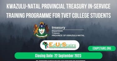 KWAZULU - NATAL PROVINCIAL TREASURY IN-SERVICE TRAINING PROGRAMME FOR TVET COLLEGE STUDENTS