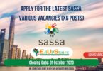 APPLY FOR THE LATEST SASSA VARIOUS VACANCIES (X6 POSTS) CLOSING 31 OCTOBER 2023