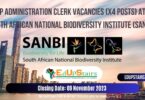 EPWP ADMINISTRATION CLERK VACANCIES (X4 POSTS) AT THE SOUTH AFRICAN NATIONAL BIODIVERSITY INSTITUTE (SANBI)