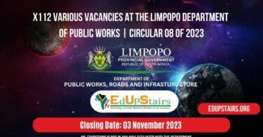 X112 VARIOUS VACANCIES AT THE LIMPOPO DEPARTMENT OF PUBLIC WORKS | CIRCULAR 08 OF 2023