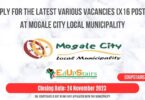 APPLY FOR THE LATEST VARIOUS VACANCIES (X16 POSTS) AT MOGALE CITY LOCAL MUNICIPALITY