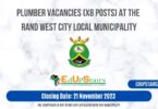 PLUMBER VACANCIES (X8 POSTS) AT THE RAND WEST CITY LOCAL MUNICIPALITY