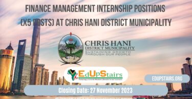 FINANCE MANAGEMENT INTERNSHIP POSITIONS (X5 POSTS) AT CHRIS HANI DISTRICT MUNICIPALITY