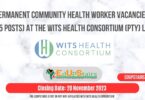 PERMANENT COMMUNITY HEALTH WORKER VACANCIES (X5 POSTS) AT THE WITS HEALTH CONSORTIUM