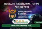 TVET COLLEGES VARIOUS LECTURING / TEACHING POSTS (X28 POSTS) CLOSING 23 NOVEMBER 2023