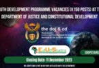 YOUTH DEVELOPMENT PROGRAMME VACANCIES (X150 POSTS) AT THE DEPARTMENT OF JUSTICE AND CONSTITUTIONAL DEVELOPMENT