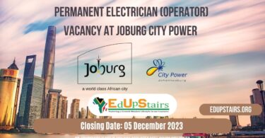 PERMANENT ELECTRICIAN (OPERATOR) VACANCY AT JOBURG CITY POWER CLOSING 05 DECEMBER 2023