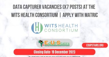 DATA CAPTURER VACANCIES (X7 POSTS) AT THE WITS HEALTH CONSORTIUM | APPLY WITH MATRIC