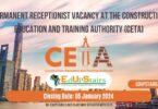 PERMANENT RECEPTIONIST VACANCY AT THE CONSTRUCTION EDUCATION AND TRAINING AUTHORITY (CETA)