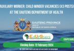 AUXILIARY WORKER: CHILD MINDER VACANCIES (X3 POSTS) AT THE GAUTENG DEPARTMENT OF HEALTH