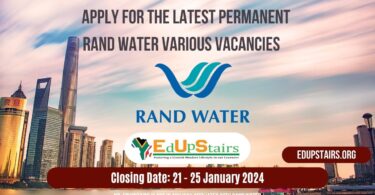 APPLY FOR THE LATEST PERMANENT RAND WATER VARIOUS VACANCIES CLOSING 21 - 25 JANUARY 2024