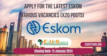 APPLY FOR THE LATEST ESKOM VARIOUS VACANCIES (X20 POSTS) CLOSING 12 JANUARY 2024
