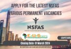APPLY FOR THE LATEST NSFAS VARIOUS PERMANENT VACANCIES CLOSING 01 MARCH 2024
