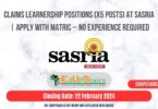 CLAIMS LEARNERSHIP POSITIONS (X5 POSTS) AT SASRIA | APPLY WITH MATRIC – NO EXPERIENCE REQUIRED