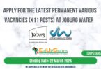 APPLY FOR THE LATEST PERMANENT VARIOUS VACANCIES (X11 POSTS) AT JOBURG WATER