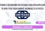 Unitrans is Recruiting for Suitably Qualified Applicants to Apply for their Various Vacancies (X10 Posts)