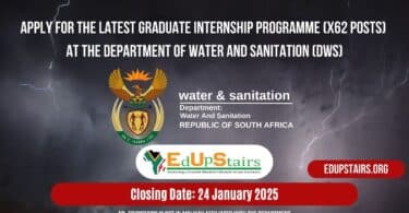 Apply for the Latest Graduate Internship Programme (X62 Posts) at the Department of Water and Sanitation (DWS)