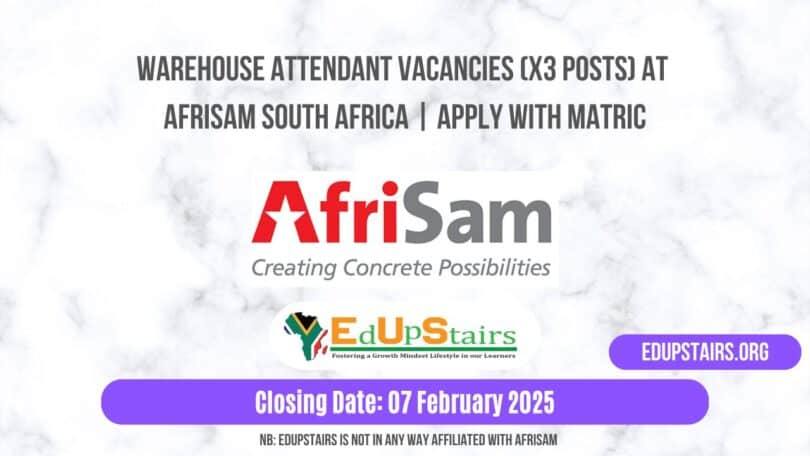 Warehouse Attendant Vacancies (X3 Posts) at AfriSam South Africa | Apply with Matric