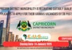 Capricorn District Municipality is Recruiting Suitably Qualified Applicants to Apply for their Various Vacancies (X138 Posts)