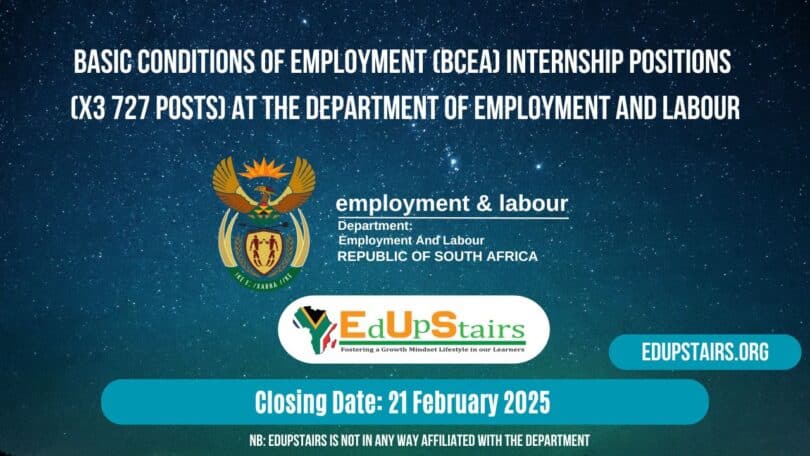 Basic Conditions of Employment (BCEA) Internship Positions (X3 727 Posts) at the Department of Employment and Labour