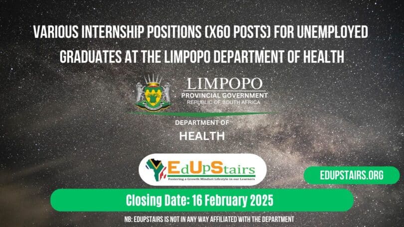 Various Internship Positions (X60 Posts) for Unemployed Graduates at the Limpopo Department of Health