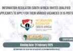 Information Regulator (South Africa) invites Qualified Applicants to Apply for their Various Vacancies (X15 Posts)