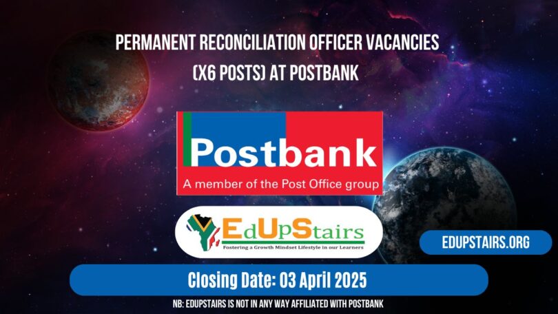 Permanent Reconciliation Officer Vacancies (X6 Posts) at Postbank