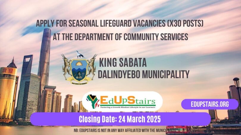 Apply for Seasonal Lifeguard Vacancies (X30 Posts) at the Department of Community Services