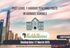 Post Level 1 Various Teaching Posts Closing on the 27th March 2025