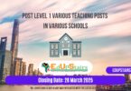 Post Level 1 Various Teaching Posts Closing on the 28th March 2025