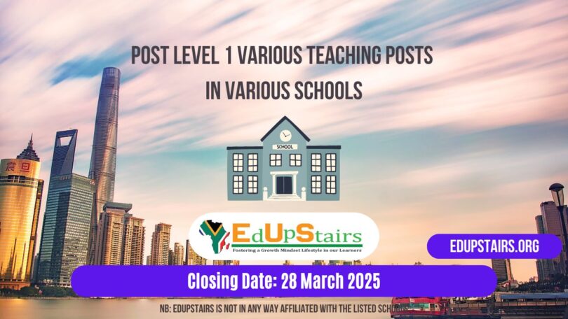 Post Level 1 Various Teaching Posts Closing on the 28th March 2025
