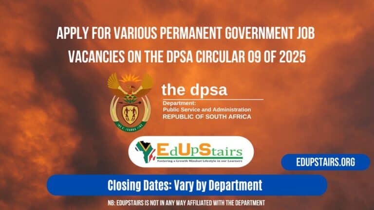 Apply for the Latest Various Permanent Government Job Vacancies on the DPSA Circular 09 of 2025