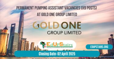 Permanent Pumping Assistant Vacancies (X9 Posts) at Gold One Group Limited