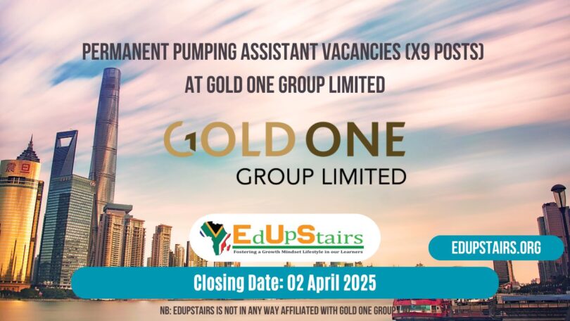Permanent Pumping Assistant Vacancies (X9 Posts) at Gold One Group Limited