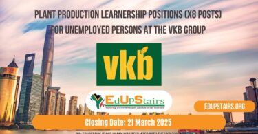 Plant Production Learnership Positions (X8 Posts) for Unemployed Persons at the VKB Group